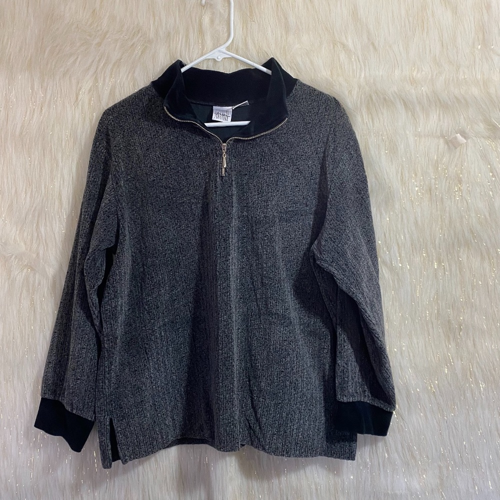 JASON MAXWELL Quarter Zip Pullover Velour Size L